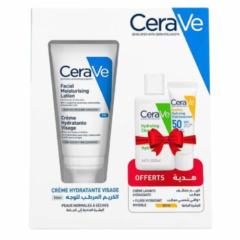 Cerave Creme Hydratant Visage 52ml+Creme Lavant Hydratant & Ecran Fluide Format Voyage
