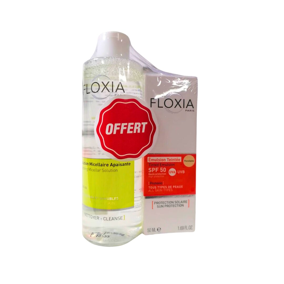 Floxia Emulsion Teintee spf50 + Solution micillaire 250ml Pack 1 Floxia Emulsion Teintee spf50 + Solution micillaire 250ml Pack