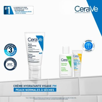 Cerave Creme Hydratant Visage 52ml+Creme Lavant Hydratant & Ecran Fluide Format Voyage