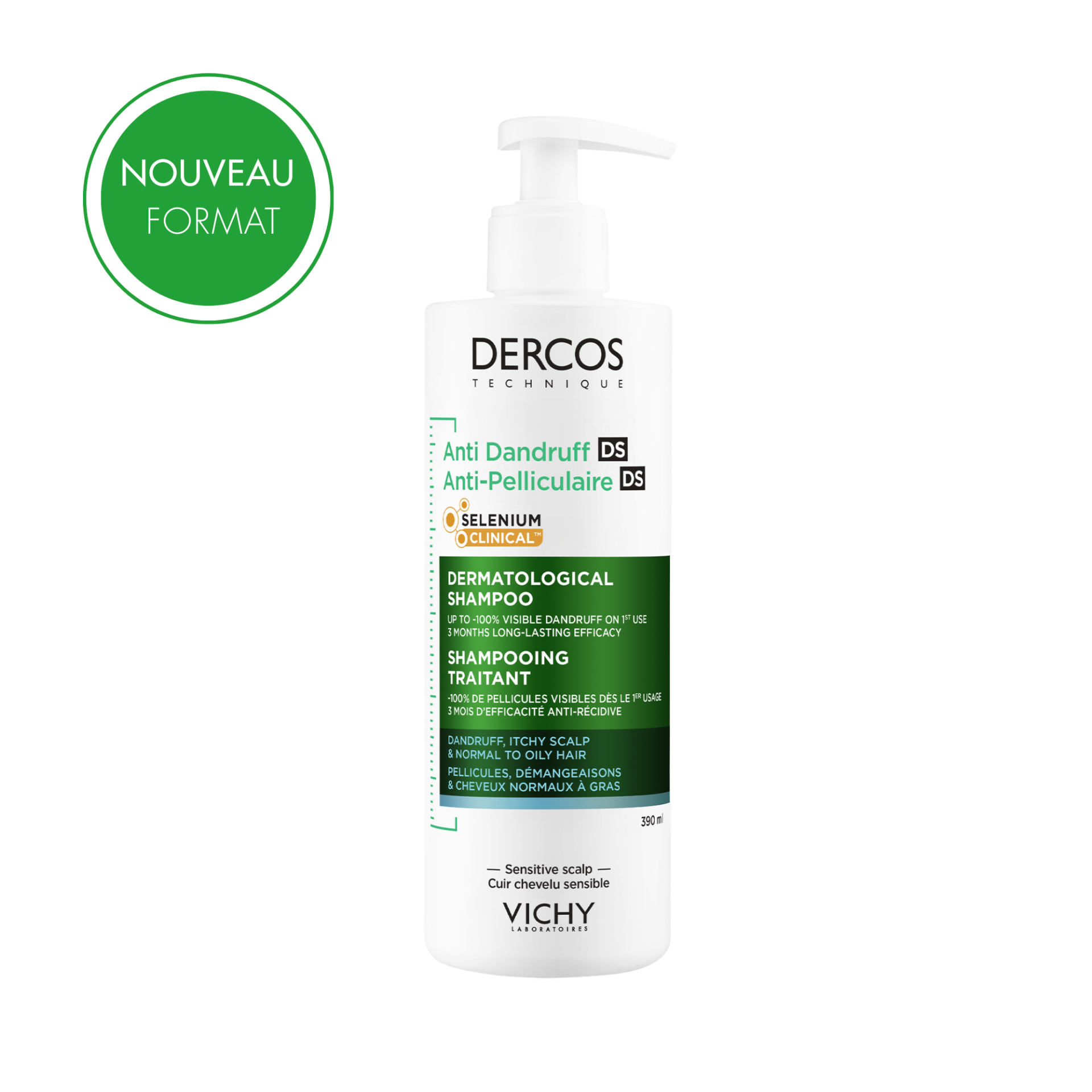 Dercos Shampoing Anti-Pelliculaire Cheveux Gras 390ml