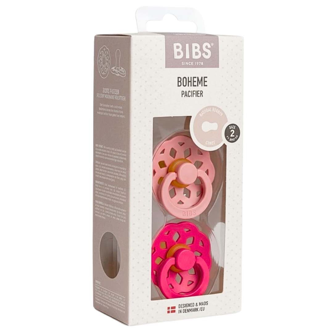 Bibs 2 Sucette Boheme Ronde Dusty Pink / Coral  Size 1 +0mois