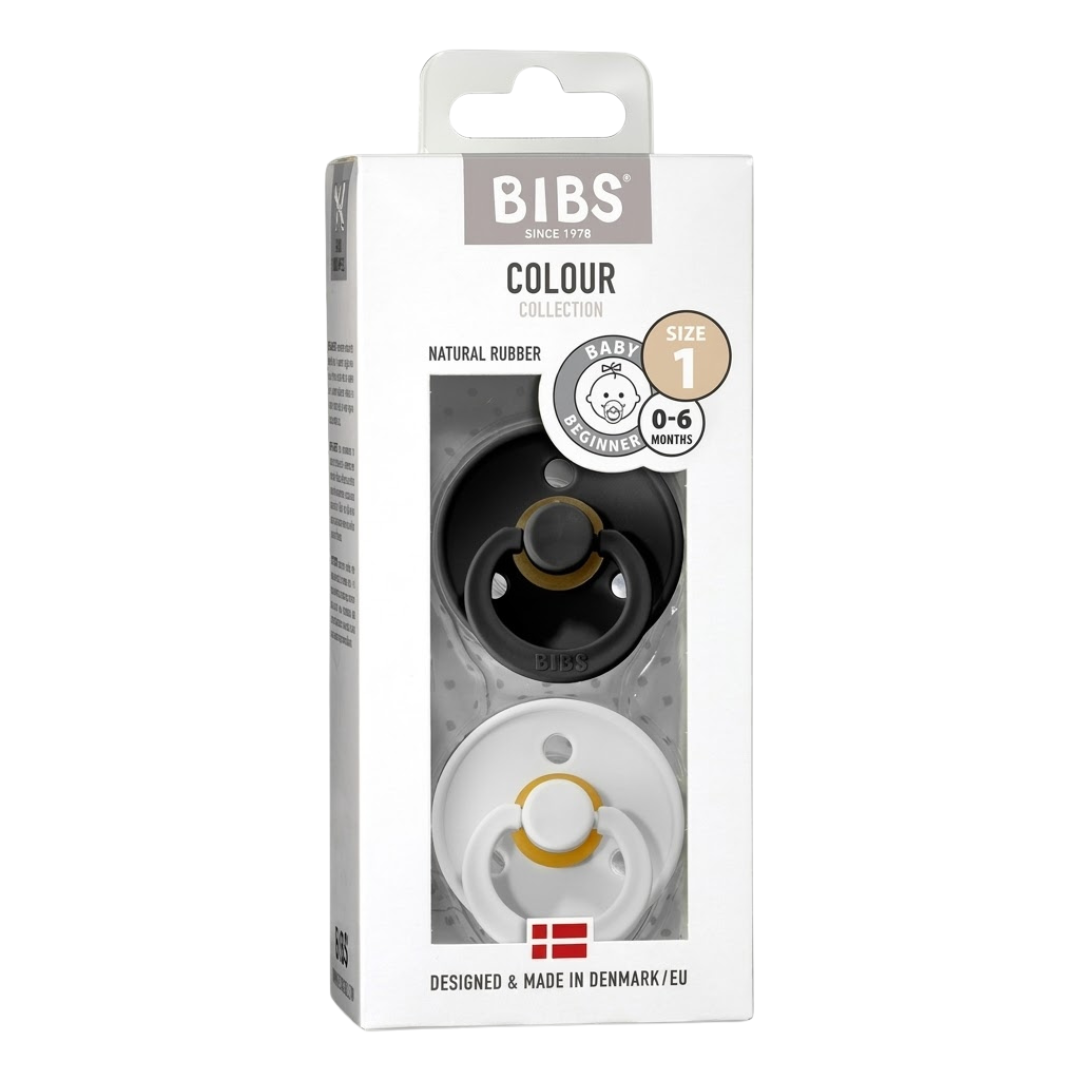 Bibs 2 Sucettes Colour Round Black / White Size 1 +0mois