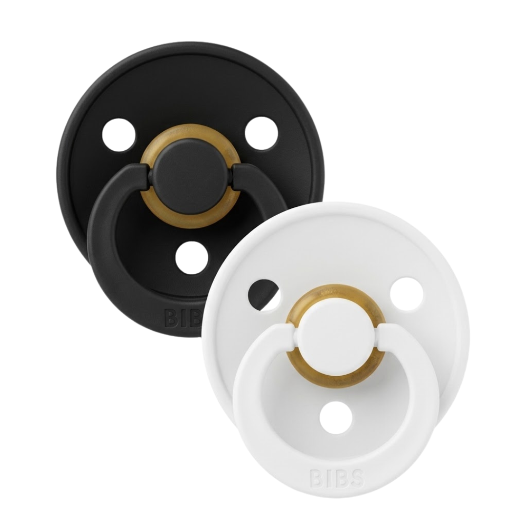 Bibs 2 Sucettes Colour Round Black / White Size 2 +6mois