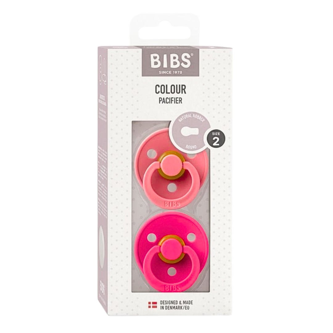 Bibs 2 Sucette Colour Round Dusty Pink / Coral Size 2 +6mois