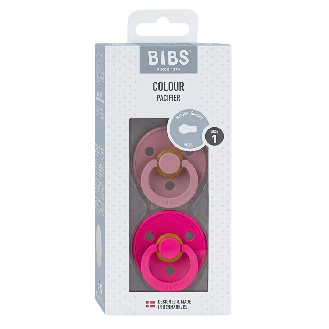 Bibs 2 Sucettes Colour Round Dusty Pink / Coral Size1 +0mois