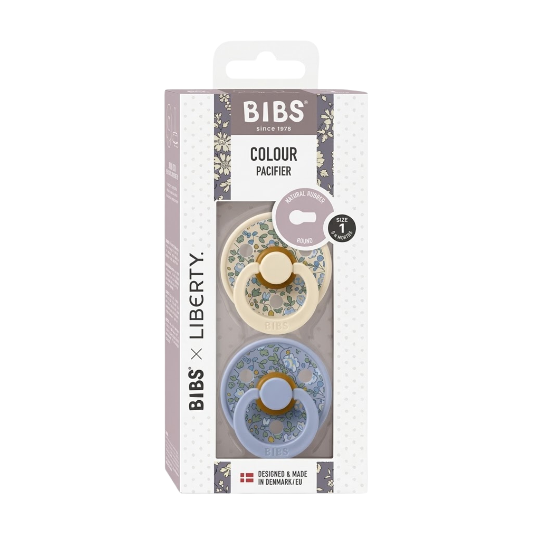 Bibs 2 Sucettes Colour Round Eloise Dusty Blue Mix Size 1 +0Mois