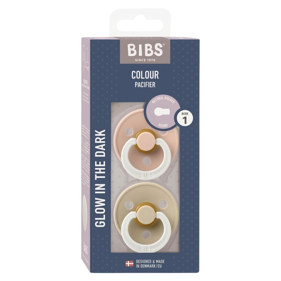 Bibs 2 Sucettes Colour Round Glow Blush / Vanilla Size 1 +0mois