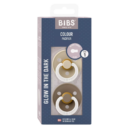 Bibs 2 Sucettes Colour Round Glow Dark Oak / Vanilla Size 1