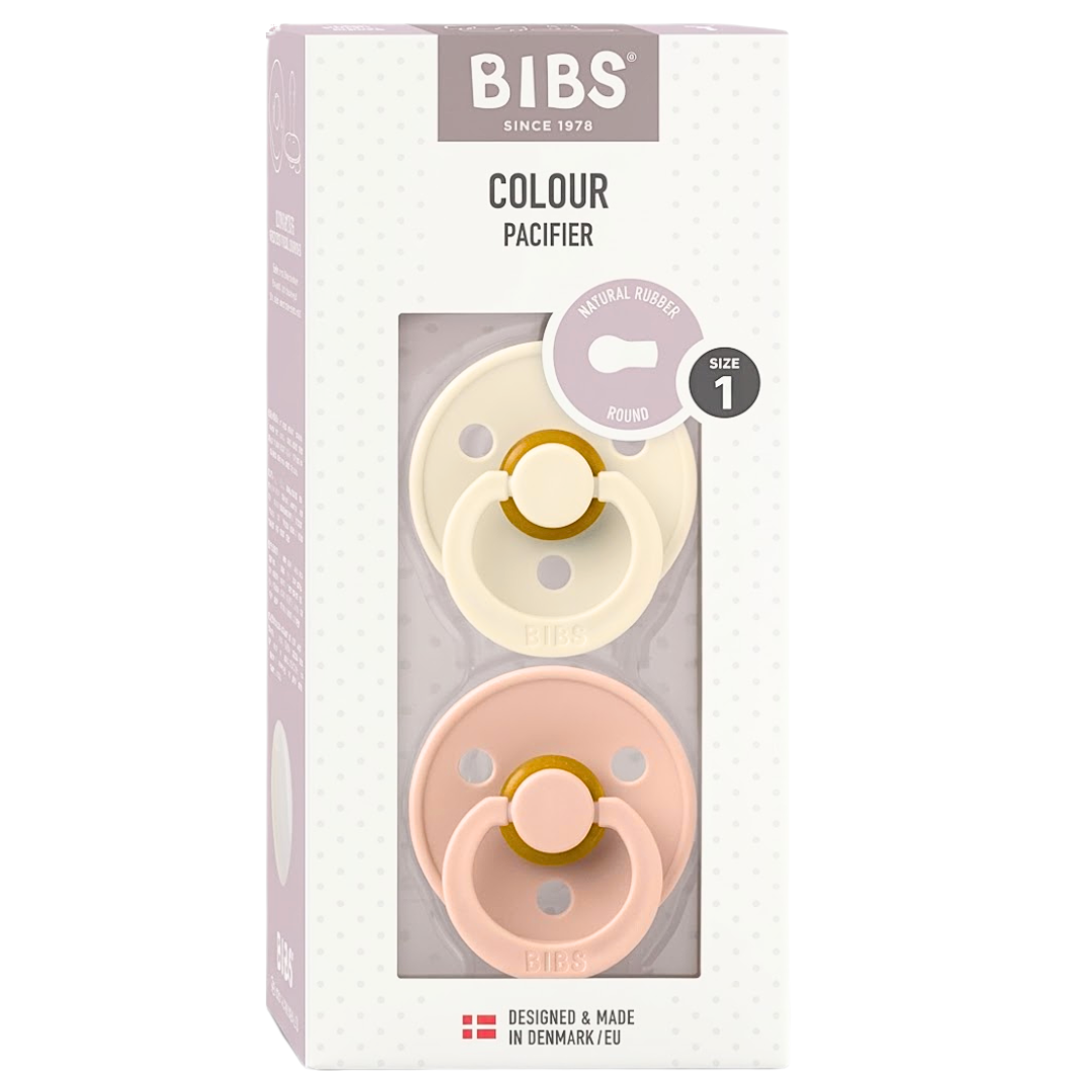 Bibs 2 Sucettes Colour Round Ivory/Blush Size 1 +0mois