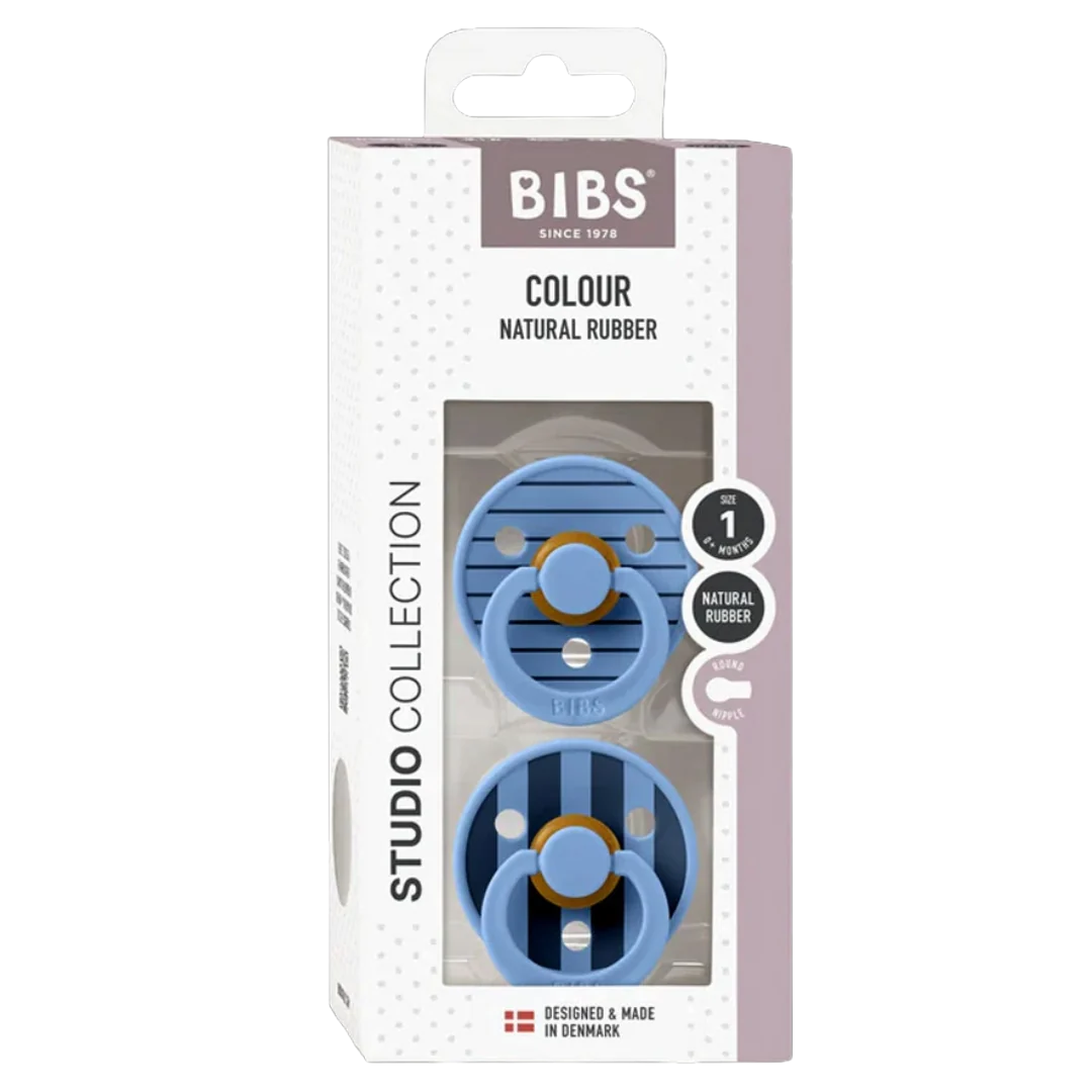 Bibs 2 Sucettes Colour Round Studio Sky Blue Mix Size 1 +0Mois