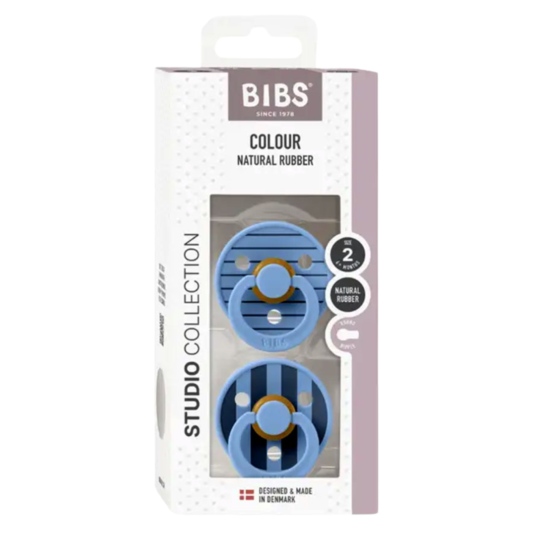 Bibs 2 Sucettes Colour Round Studio Sky Blue Mix Size 2 +6mois