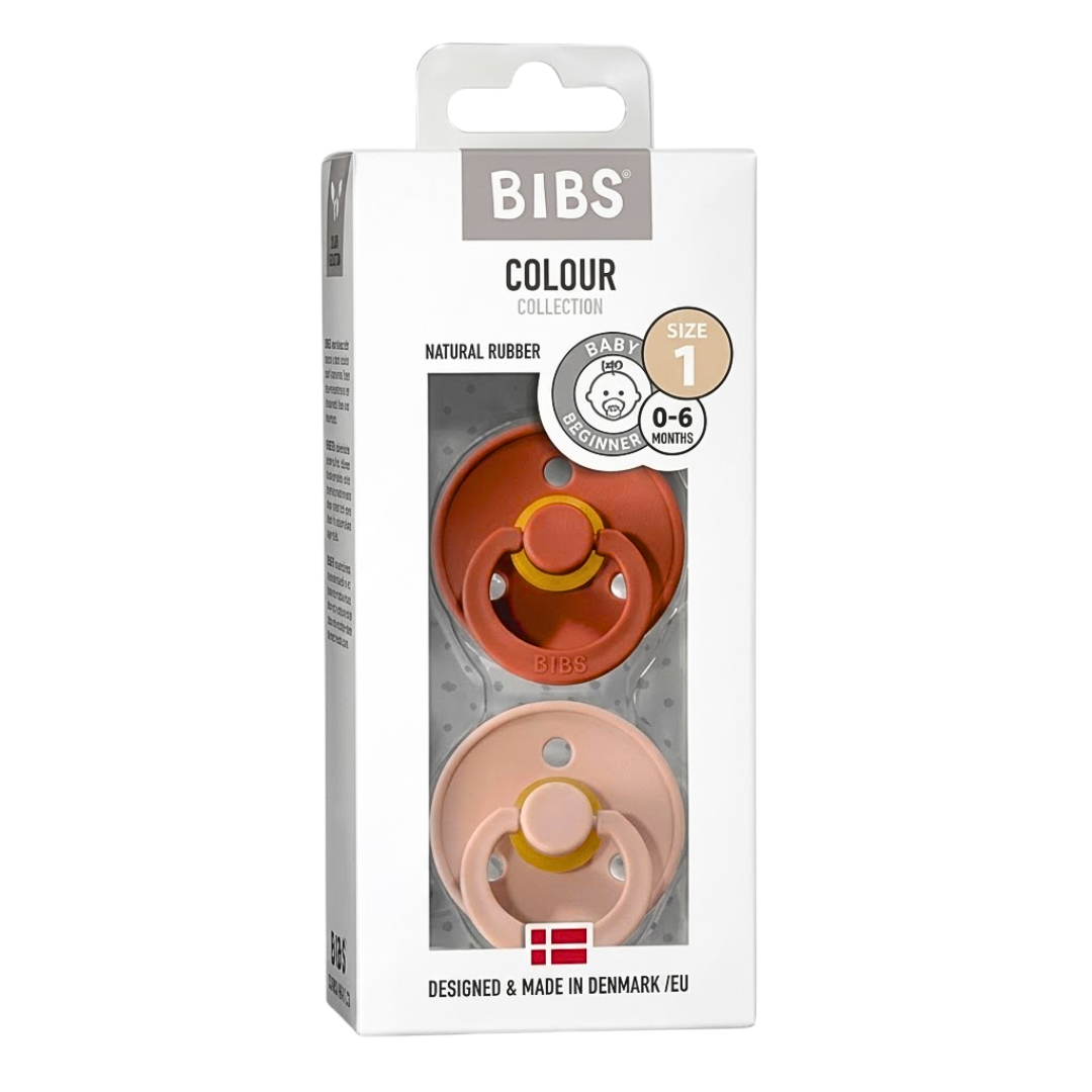 Bibs 2 Sucettes Colour Round Woodchuck/Blush Size 1 +0mois