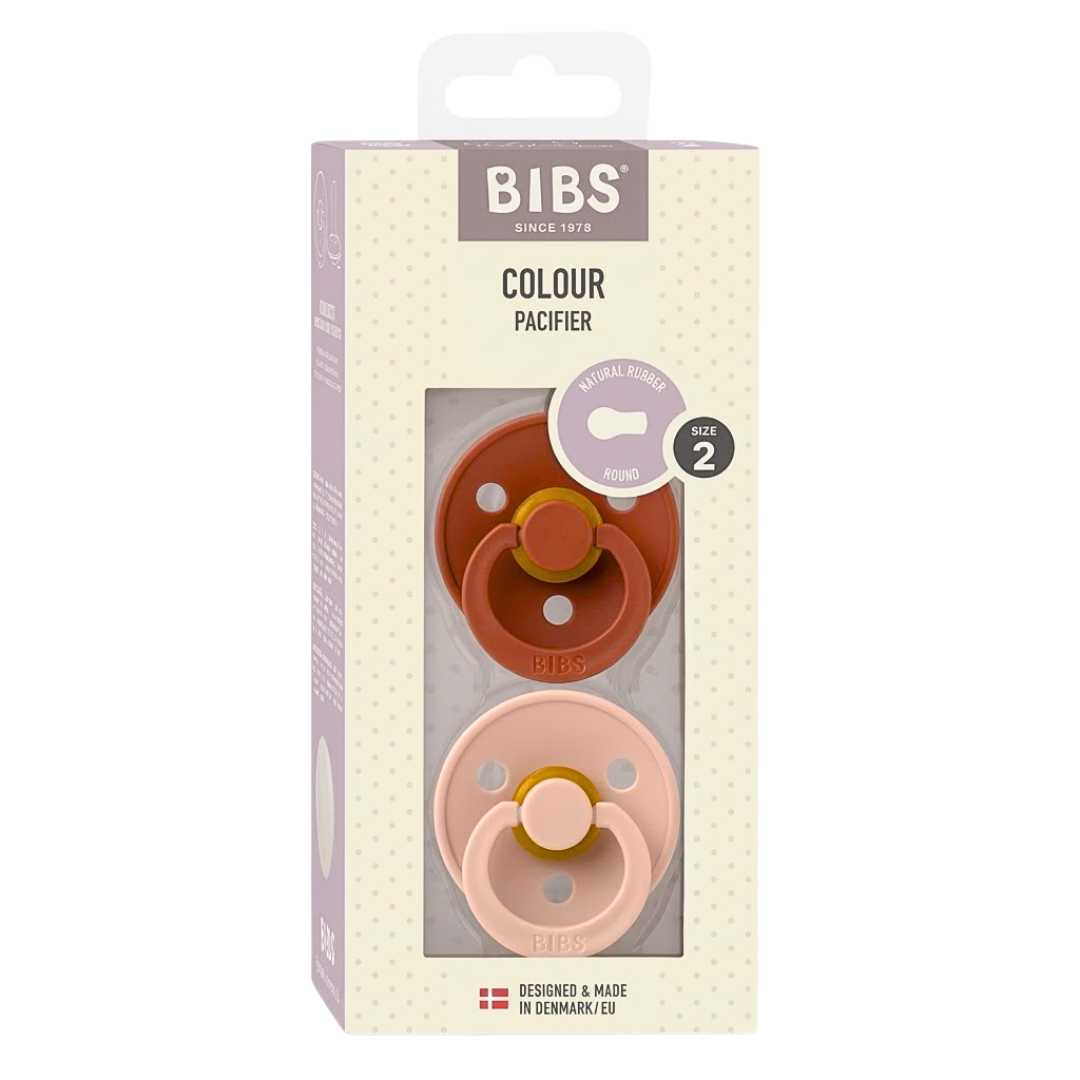 Bibs 2 Sucettes Colour Round Woodchuck/Blush Size 2 +6mois