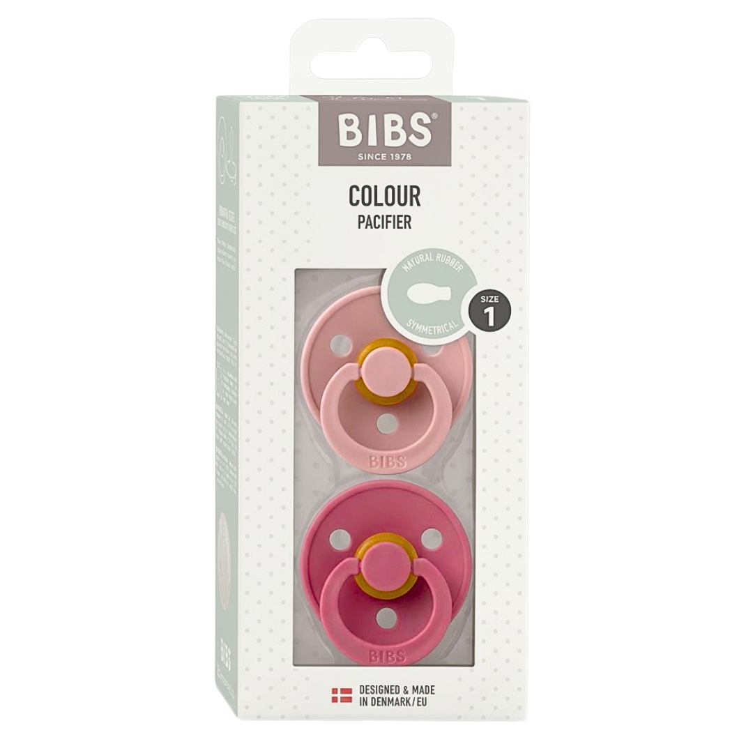 Bibs 2 Sucettes Colour Symetic Dusty Pink / Coral  Size 2 +6Mois