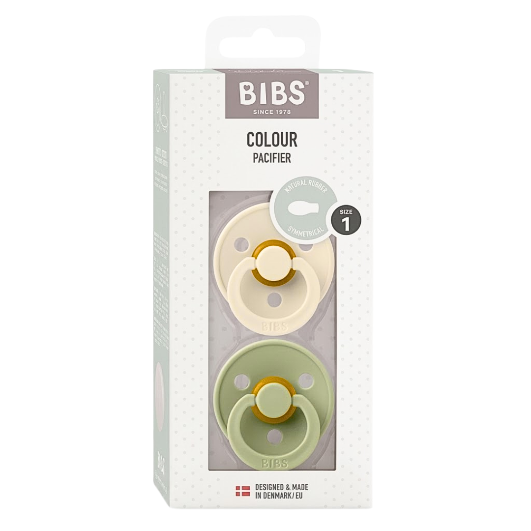 Bibs 2 Sucette Colour Symetic Ivory Sage Size 1 +0m