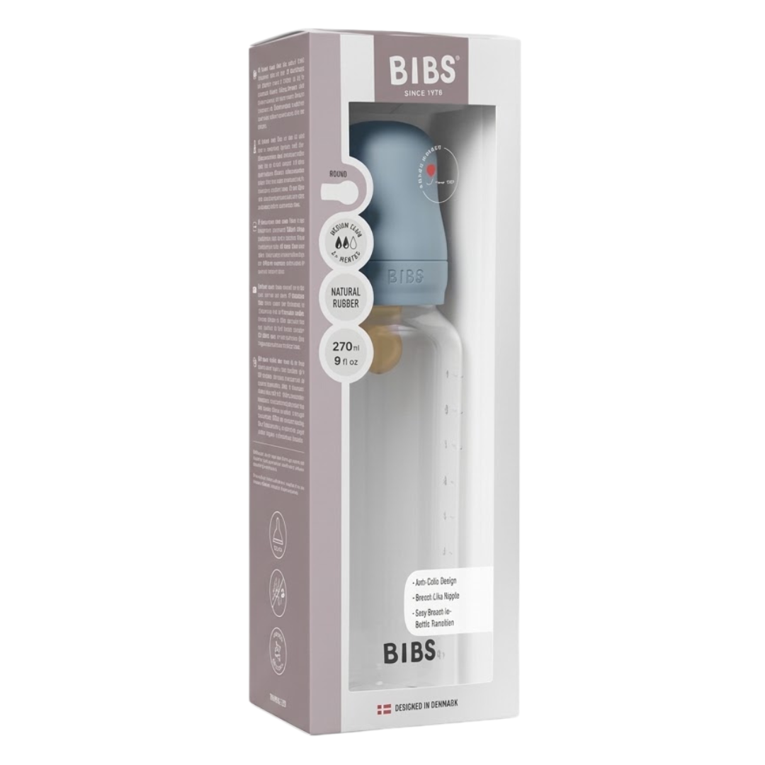 Bibs Baby Bottle Round Latex 270 ml Medium Flow - Baby Blue