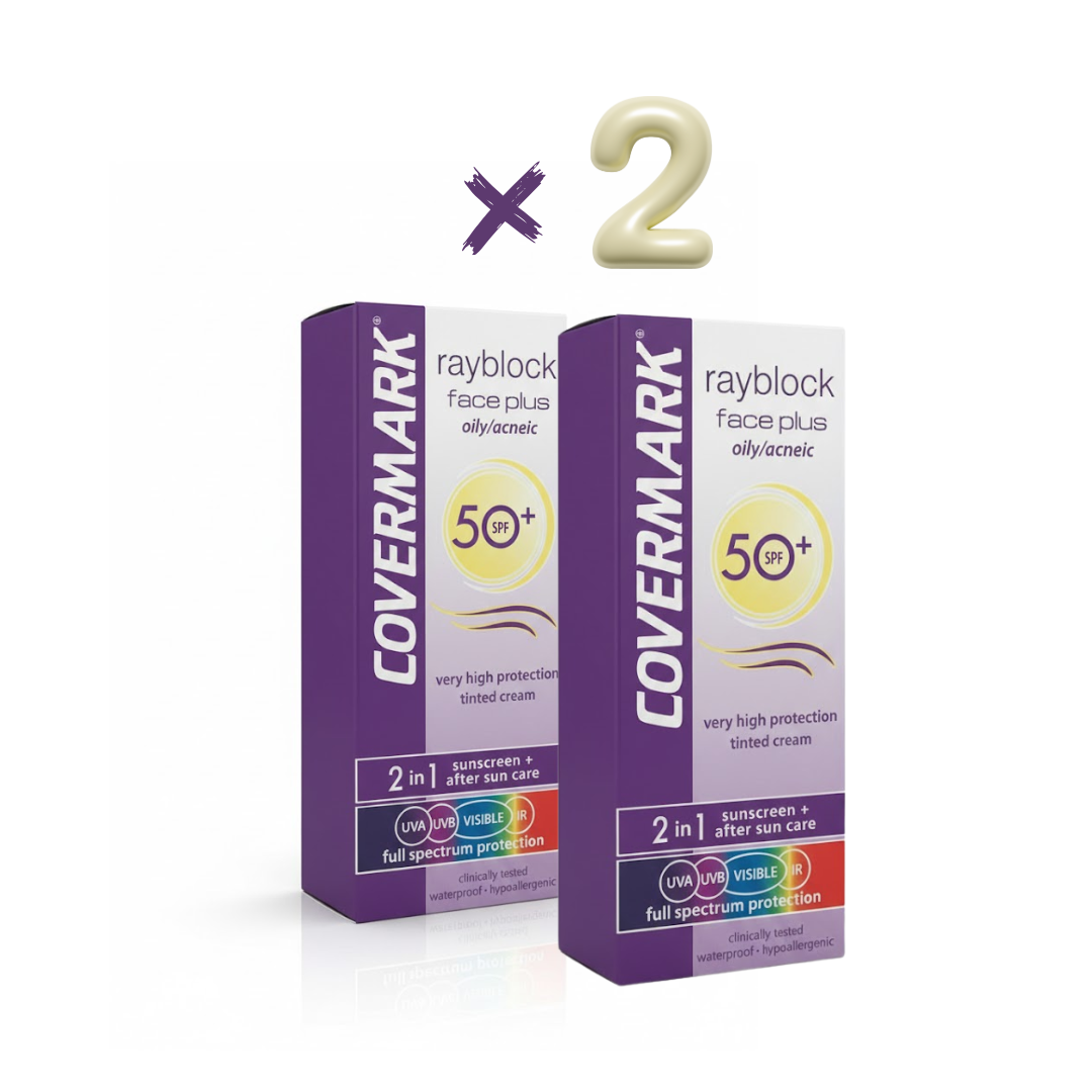 Covermark Rayblock Face Plus Teinte Oily Acneic spf50+ 50ml x 2 Pack