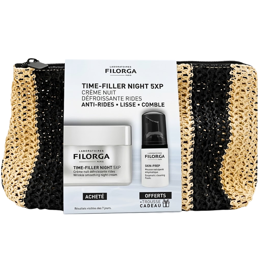 Filorga Time -Filler Night 5xp 50ml+Skin Prep Mousse Nettoyent Format Voyage +Trousse