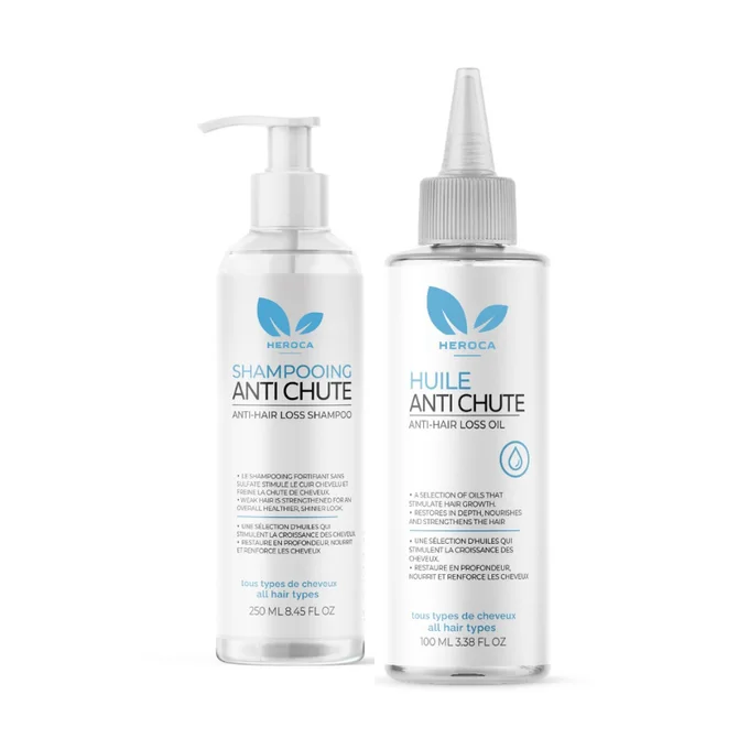 HEROCA Shampoing Anti-Chute 250 ml + Huile Anti-Chute 100ml Pack